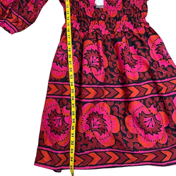 House of Harlow 1960 x Revolve Shania Fuschia Print Dress M Puff Sleeve Pockets - Picture 9 of 9